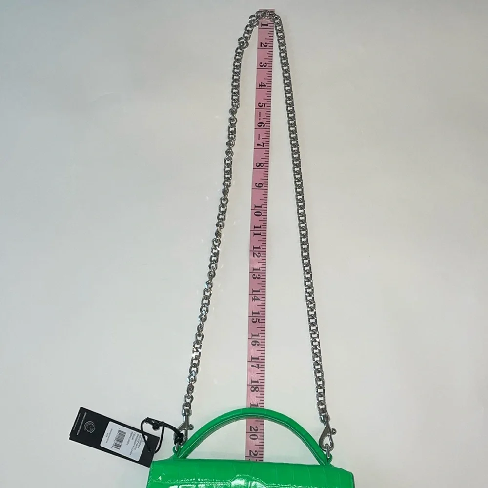 Rebecca Minkoff Croc Embossed Leather Crossbody Bag Neon Green NWT - Picture 14 of 17